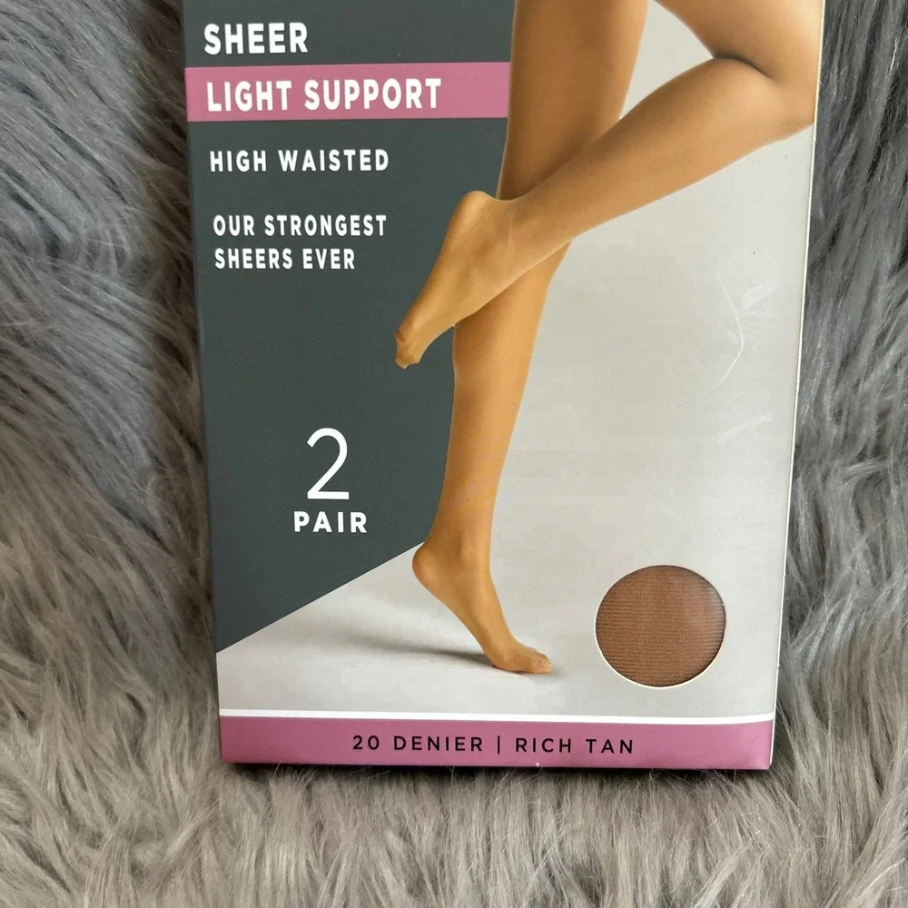 Silk Impressions Sheer Light Support‎ Womens Size XL Rich Tan High Waisted